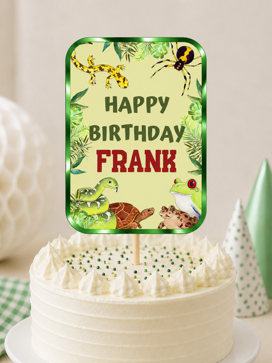 Cake Topper | Personalised Reptile Cake Topper | Reptile Party Supplies - Dinky Designs
