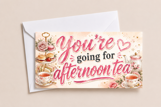 Surprise Ticket Print | You're Going For Afternoon Tea | Ticket Pass Voucher Membership | Gift Idea (Copy) - Dinky Designs