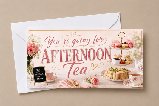 Surprise Ticket Print | You're Going For Afternoon Tea | Ticket Pass Voucher Membership | Gift Idea - Dinky Designs