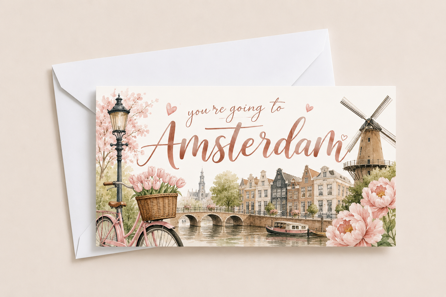 Surprise Ticket Print | You're Going To Amsterdam | Ticket Pass Voucher Membership | Gift Idea - Dinky Designs