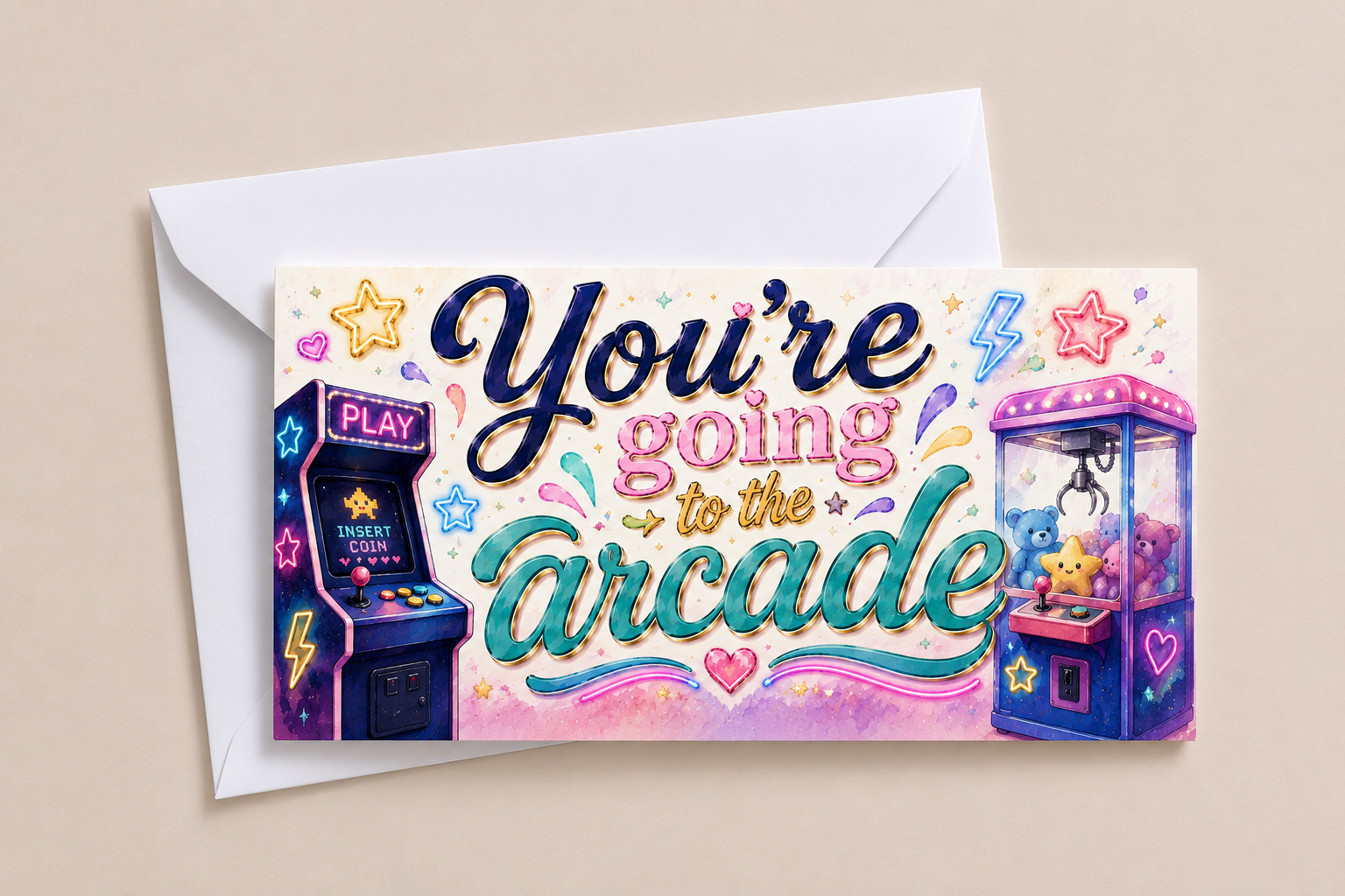Surprise Ticket Print | You're Going To The Arcade | Ticket Pass Voucher Membership | Gift Idea - Dinky Designs