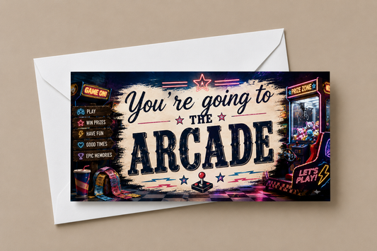 Surprise Ticket Print | You're Going To The Arcade | Ticket Pass Voucher Membership | Gift Idea - Dinky Designs