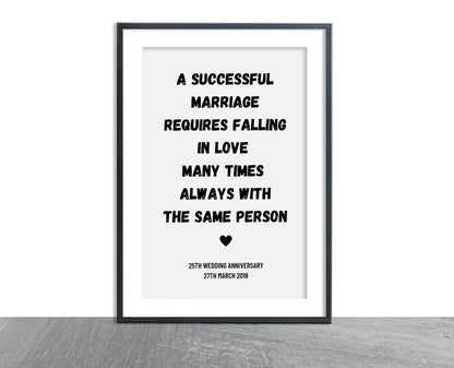 Couples Print | Successful Marriage | Wedding Anniversary Print | Wedding Gift Idea