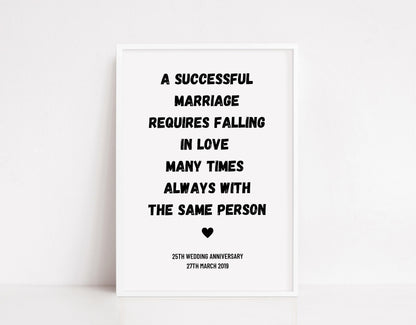 Couples Print | Successful Marriage | Wedding Anniversary Print | Wedding Gift Idea