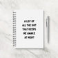 Funny Notebook | A List Of The Shit That Keeps Me Awake At Night | Funny Planner