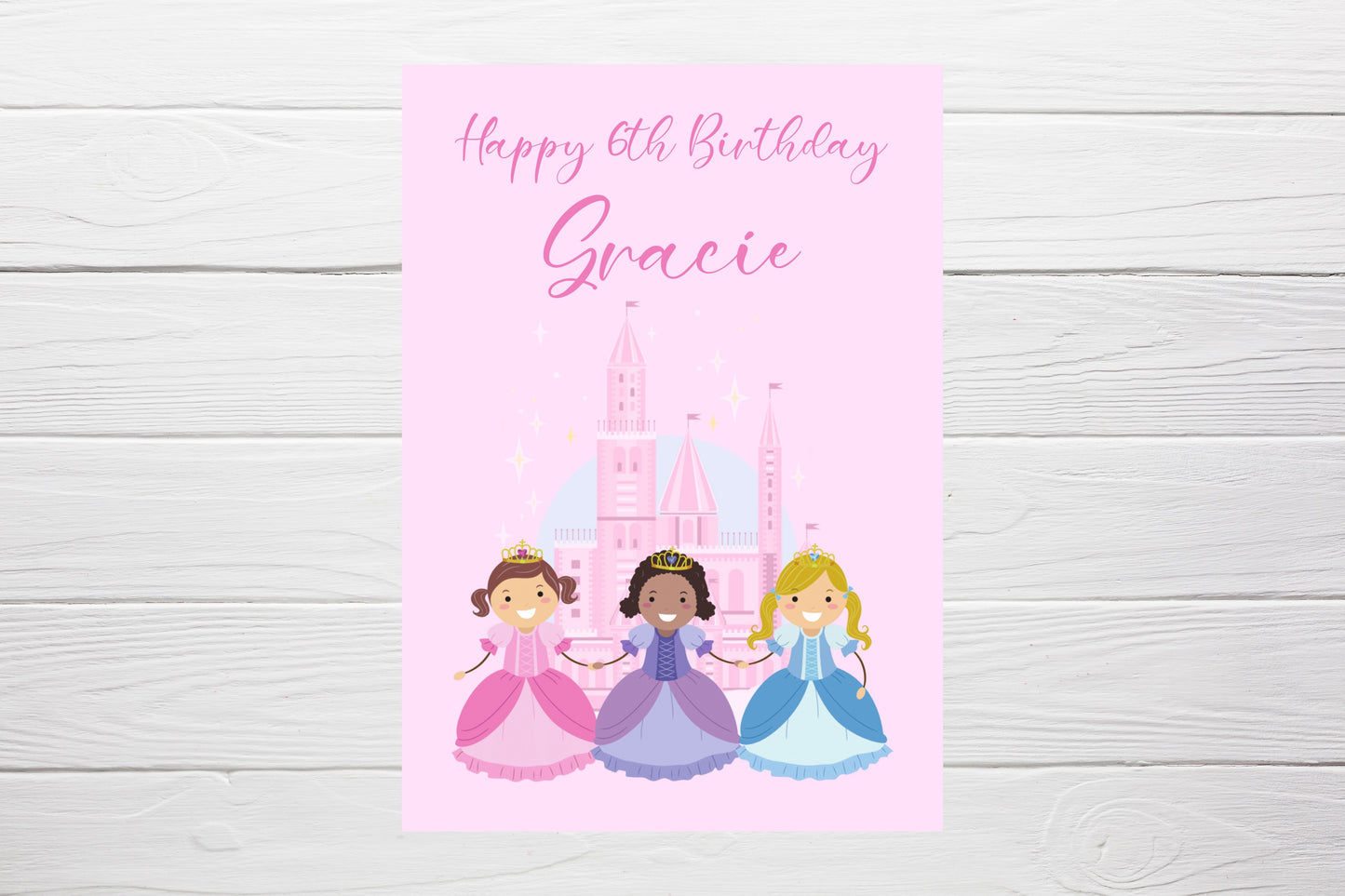 Personalised Princess Birthday Card | Children's Birthday Card | Princess Birthday Theme