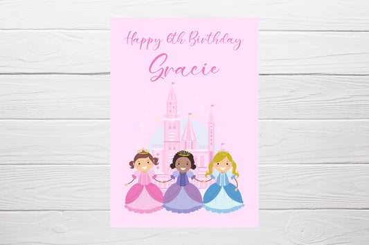 Personalised Princess Birthday Card | Children's Birthday Card | Princess Birthday Theme
