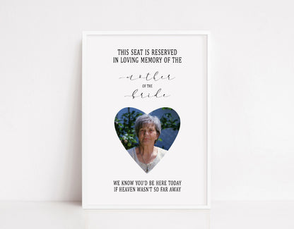 Wedding Print | In Loving Memory Print | Father Of The Bride - Groom, Mother Of The Bride - Groom Print