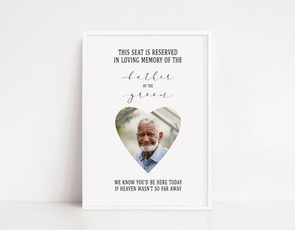 Wedding Print | In Loving Memory Print | Father Of The Bride - Groom, Mother Of The Bride - Groom Print