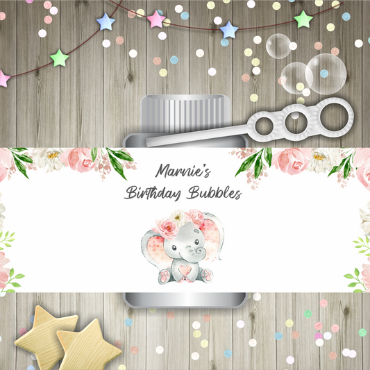 Bubble Wrapper Sticker Labels | Floral Elephant Bubble Labels | Bubble Stickers | Bubble Party Favours | Party Stickers