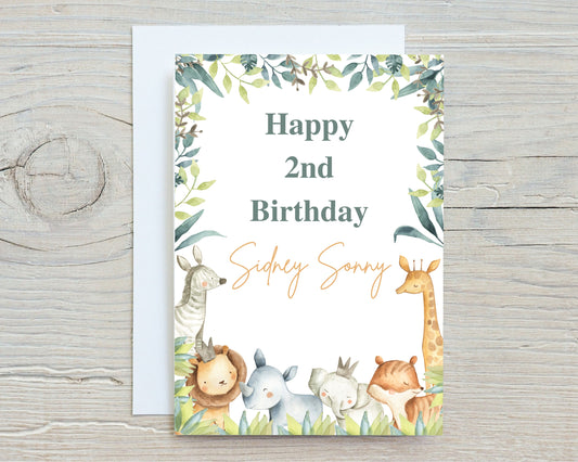 Birthday Card | Safari Animal Card | Jungle Card | Personalised Card