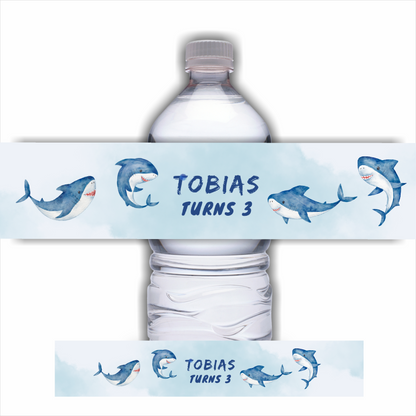 Juice Bottle Labels | Shark Party Juice Labels | Water Bottle Stickers | Shark Party | Party Stickers | Shark Party Decor