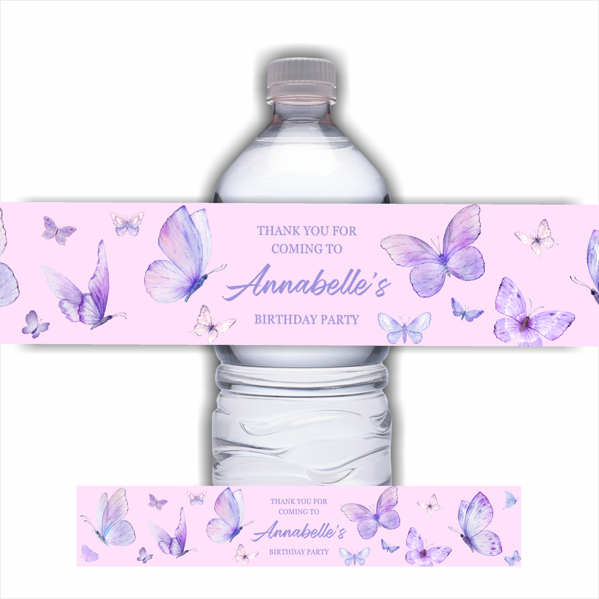 100 Personalized Purple Monogram Wedding Water Bottle Labels – Waterproof Ink