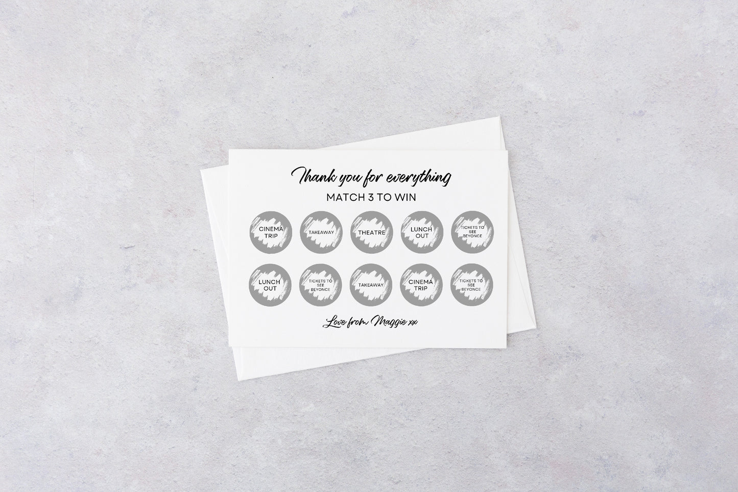 Thank You For Everything Surprise Match 3 Ticket Print | Personalised Thank You Ticket | Fun Scratch Reveal | Gift Idea