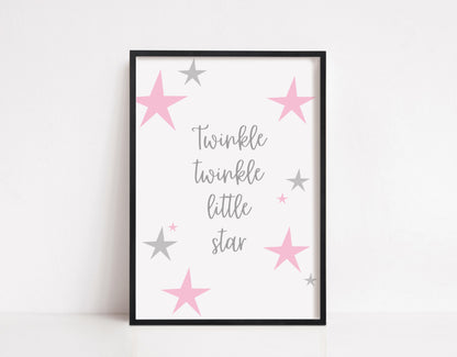 Children's Print | Pink Twinkle Star Print | Nursery Print
