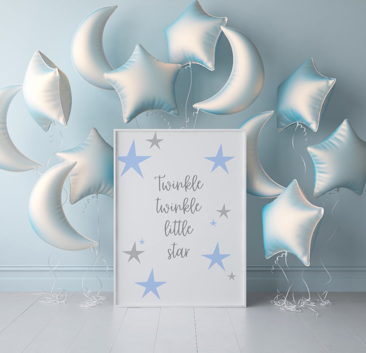 Children's Print | Blue Twinkle Star Print | Nursery Print