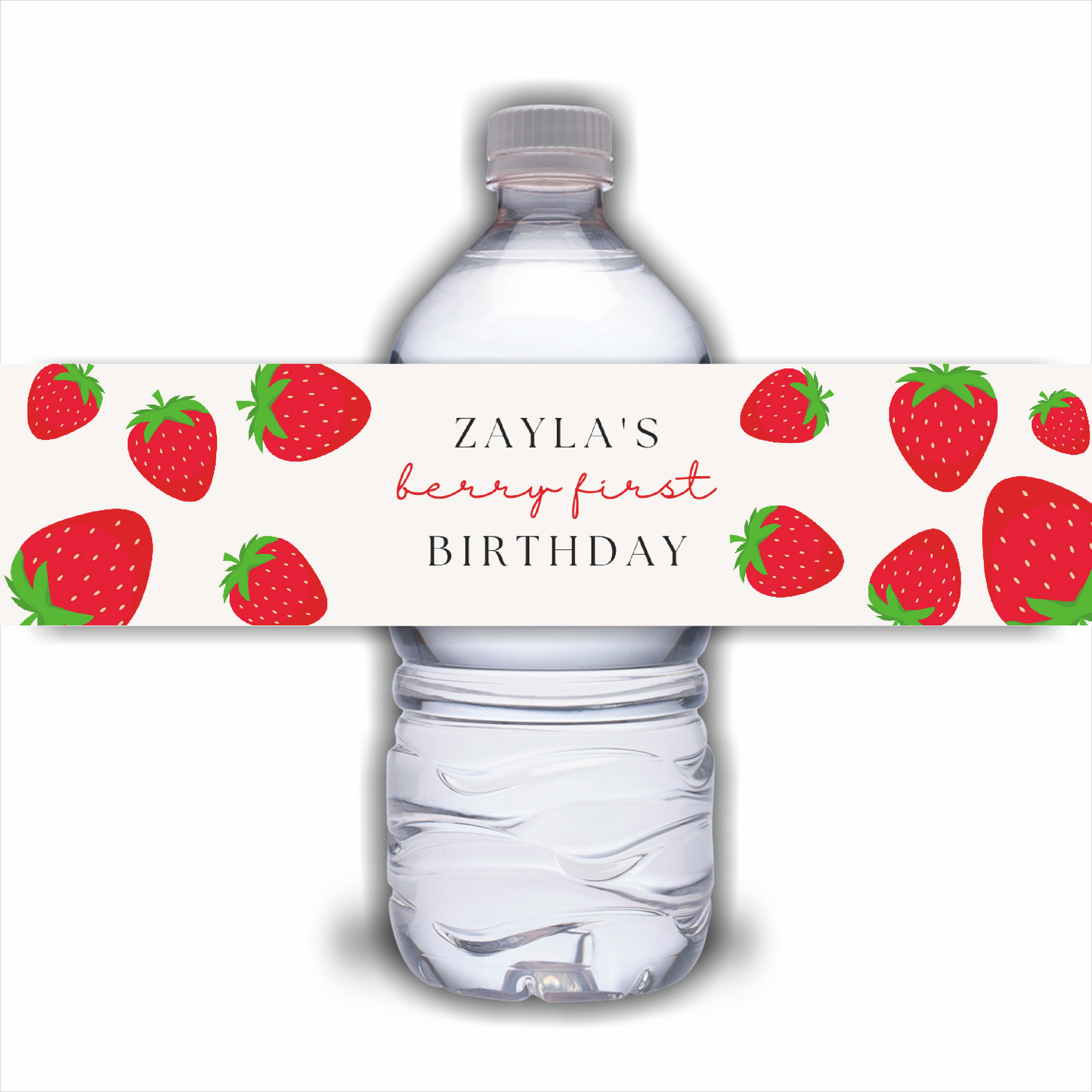 Personalised Juice Bottle Labels | Strawberry Party Juice Labels | Water Bottle Stickers | Strawberry Party | Party Stickers