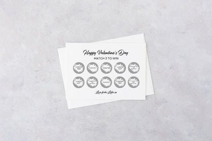 Valentine's Day Surprise Match 3 Ticket Print | Personalised Valentine's Ticket | Valentine Fun Scratch Reveal | Gift Idea