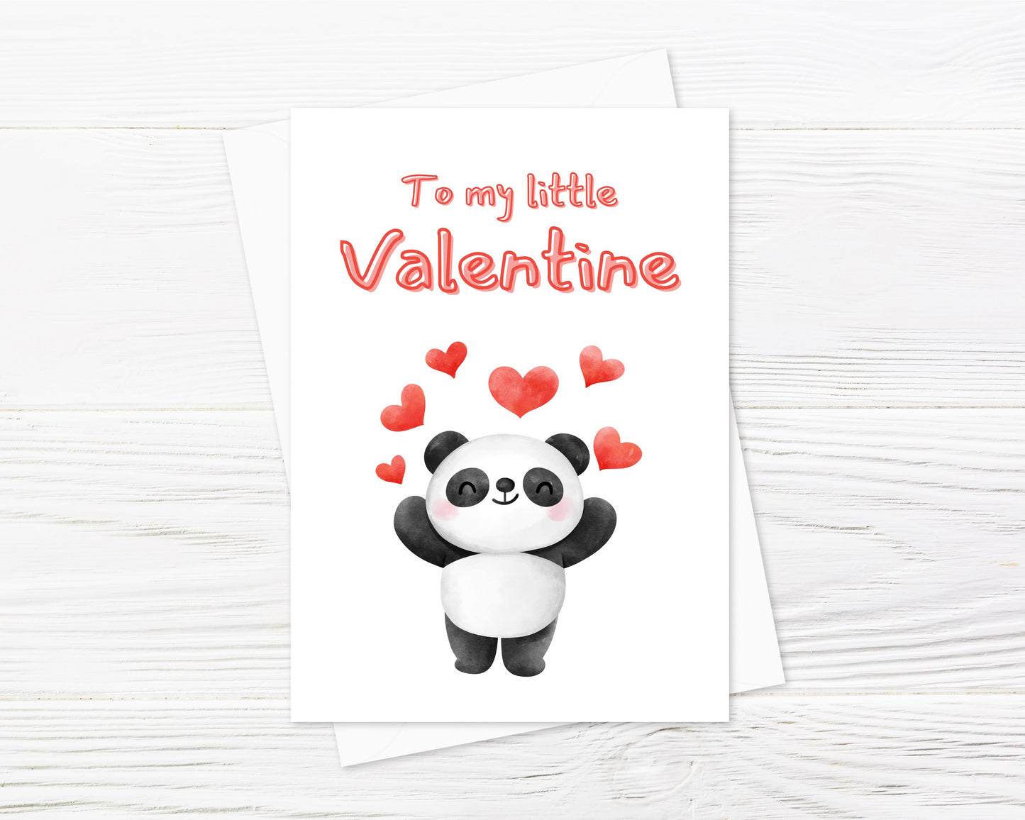 Children's Valentine Card | To My Little Valentine | Cute Panda Card, Design 1