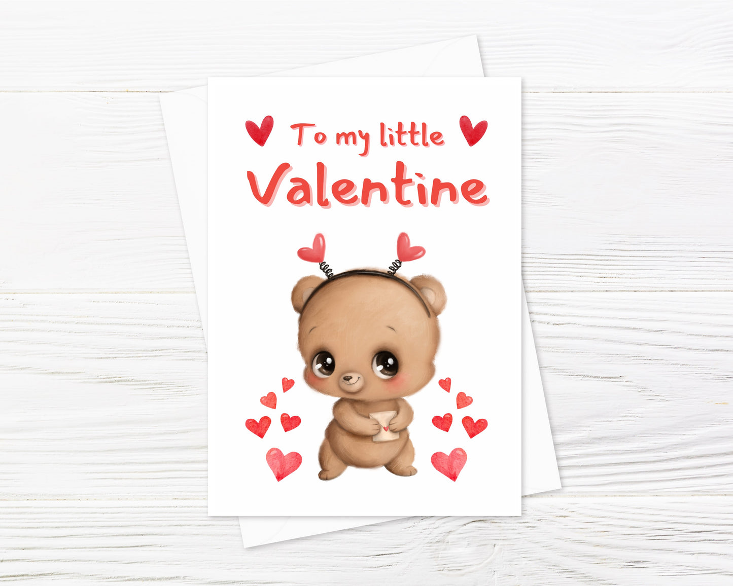 Children's Valentine Card | To My Little Valentine | Cute Bear Card