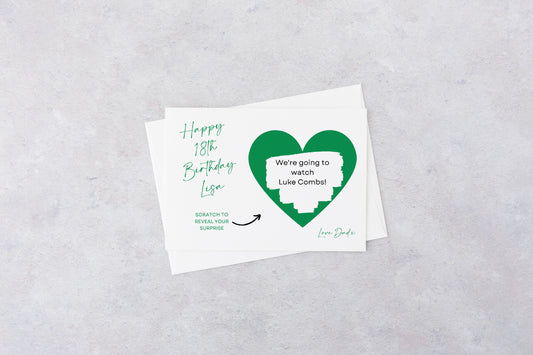 A6 Green Surprise Ticket Print | Personalised Birthday Ticket | Birthday Scratch Reveal | Gift Idea