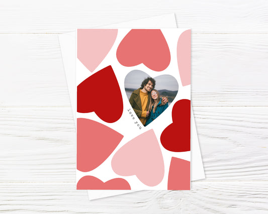 A5 Valentines Day Red Heart Card | Valentine Photo Card | Anniversary Card | Couples Card