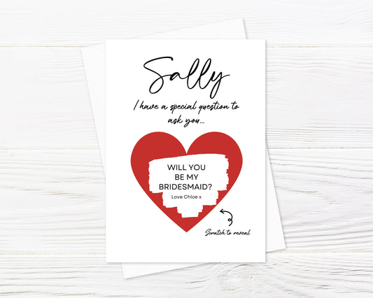 Red Scratch Card | Surprise Card | Bridesmaid Scratch Reveal Card