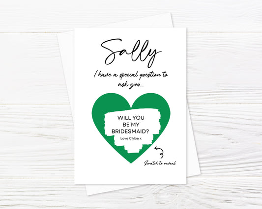 Green Scratch Card | Surprise Card | Bridesmaid Scratch Reveal Card