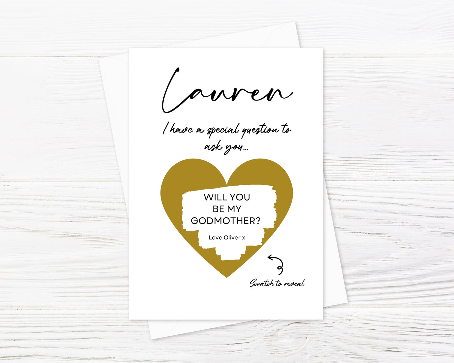 Gold Scratch Card | Surprise Card | Godmother - Godfather Scratch Reveal Card