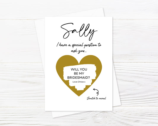 Gold Scratch Card | Surprise Card | Bridesmaid Scratch Reveal Card