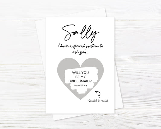 Silver Scratch Card | Surprise Card | Bridesmaid Scratch Reveal Card