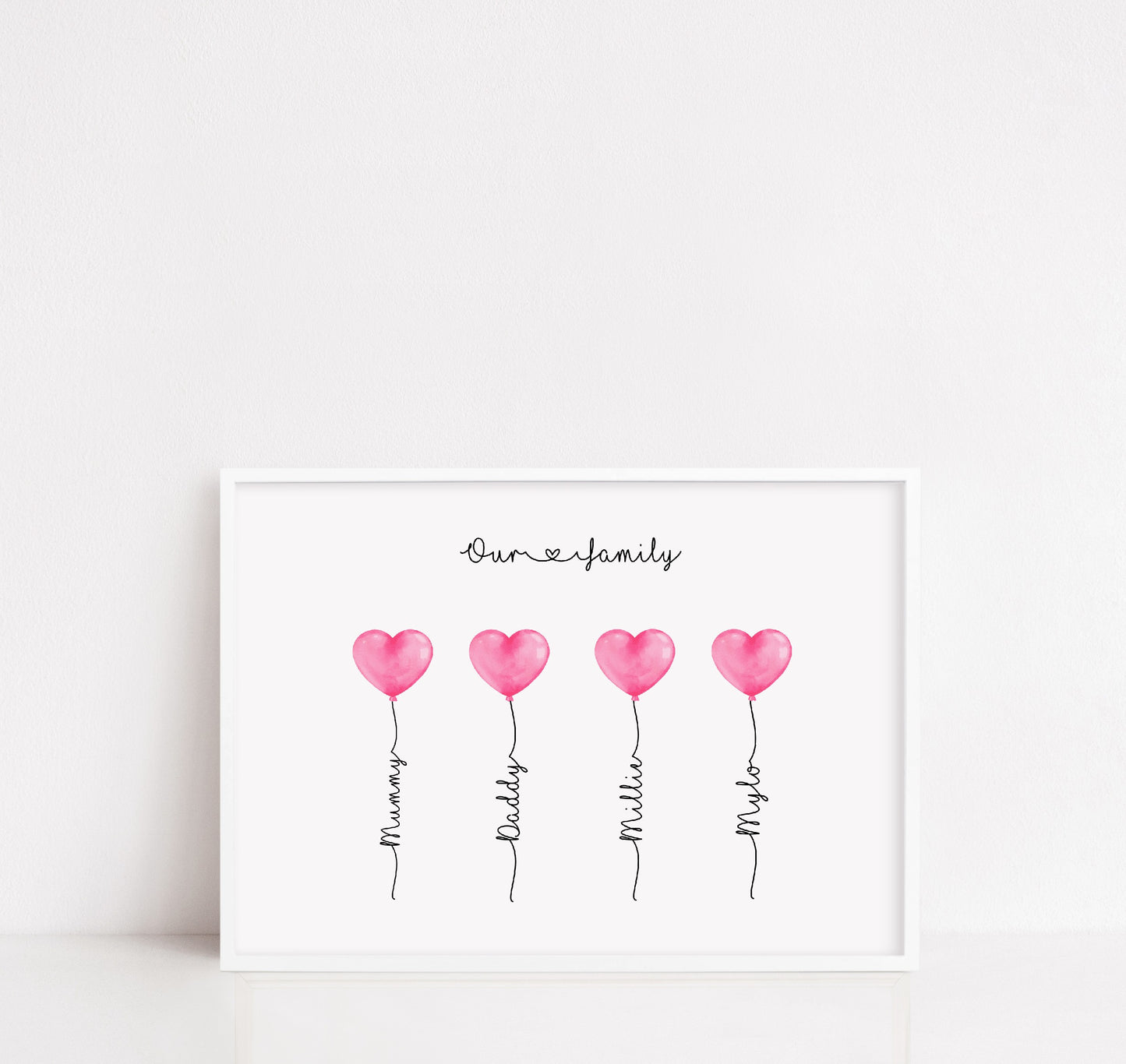 Family Print | Personalised Balloons Print | Heart Family Gift