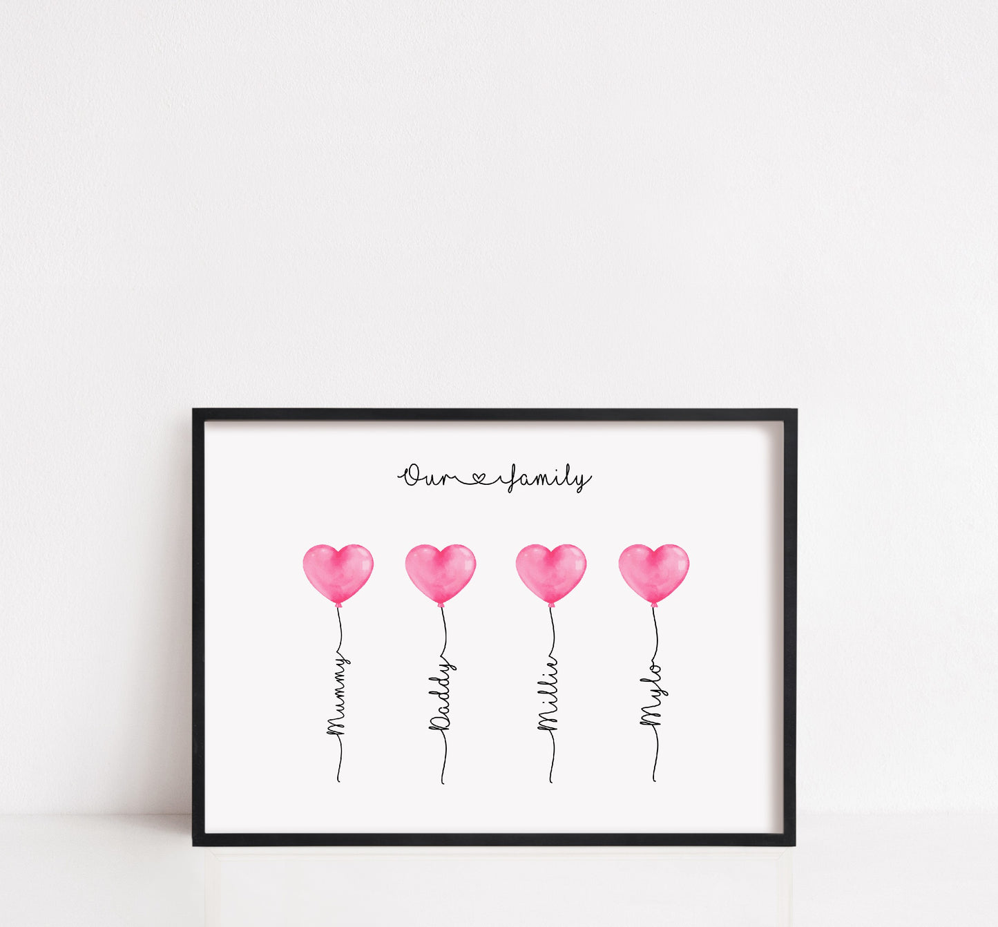 Family Print | Personalised Balloons Print | Heart Family Gift