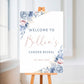 Personalised Floral Pink Blue Welcome Board Sign | Baby Shower Board | Christening Board | Party Event Sign | A4, A3, A2