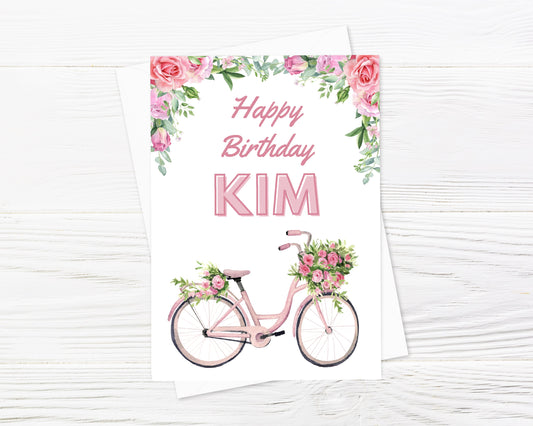 Birthday Card | Floral Bicycle Birthday Card | Bicycle Bike Card