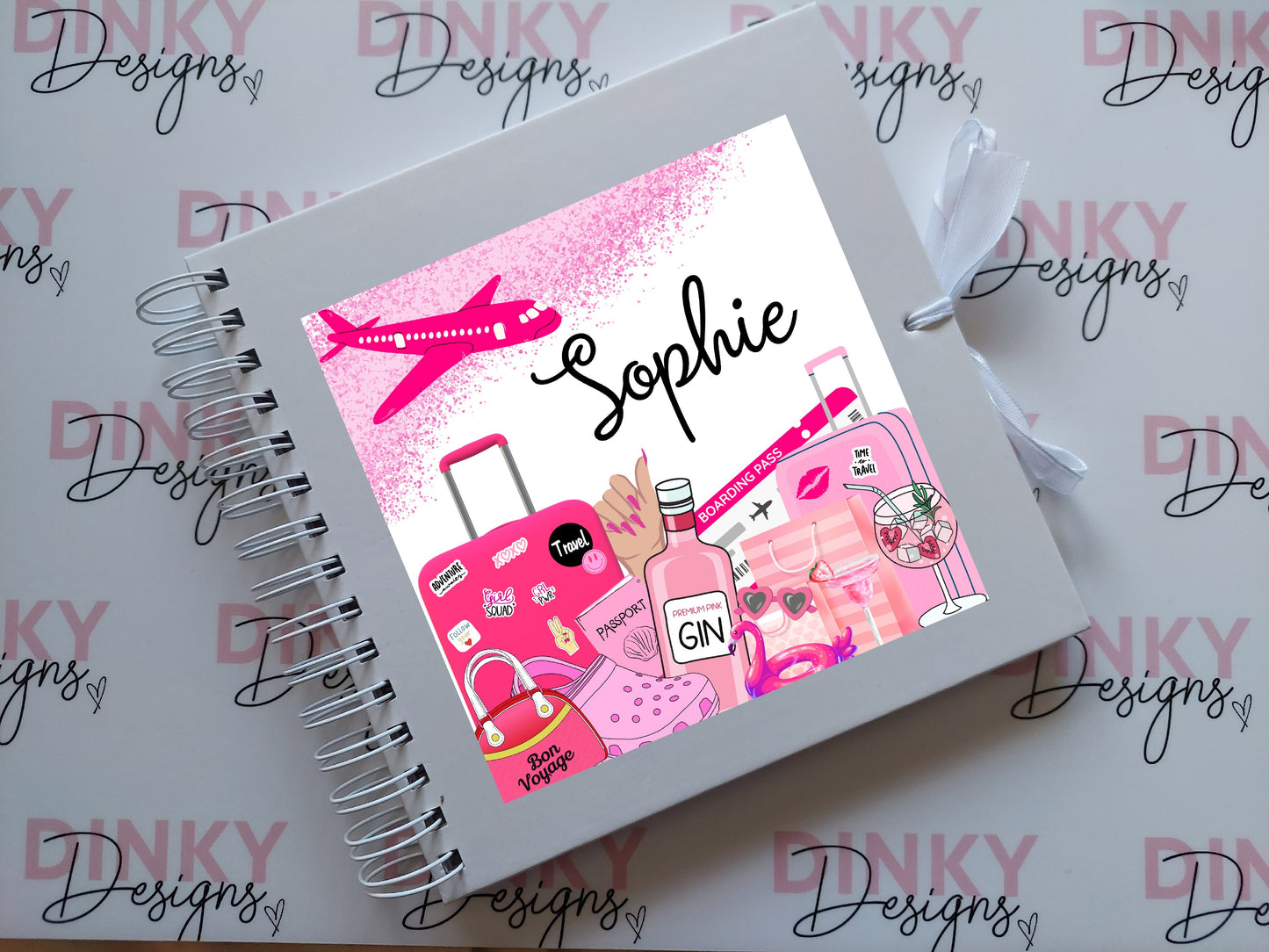 Personalised Travel Scrapbook | Pink Travel Scrapbook | Personalised Travel Gift