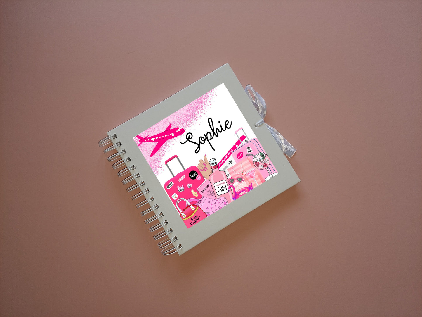 Personalised Travel Scrapbook | Pink Travel Scrapbook | Personalised Travel Gift