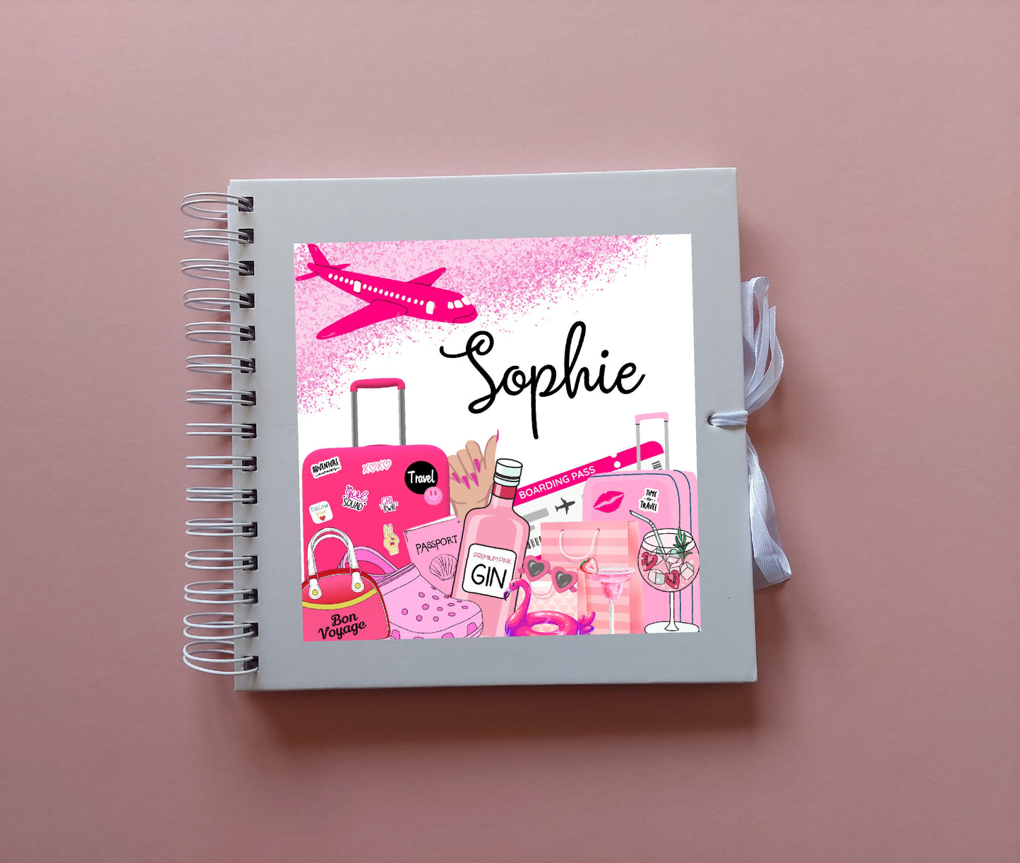 Personalised Travel Scrapbook | Pink Travel Scrapbook | Personalised Travel Gift