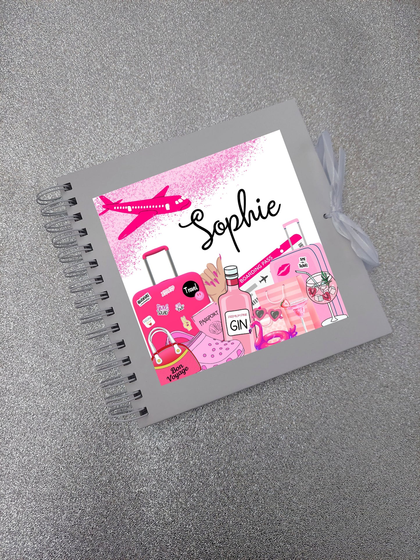 Personalised Travel Scrapbook | Pink Travel Scrapbook | Personalised Travel Gift