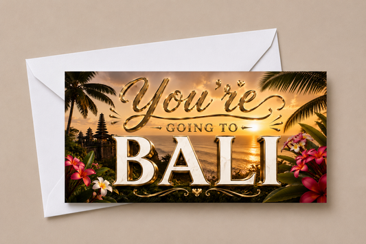 Surprise Ticket Print | You're Going To Bali | Ticket Pass Voucher Membership | Gift Idea