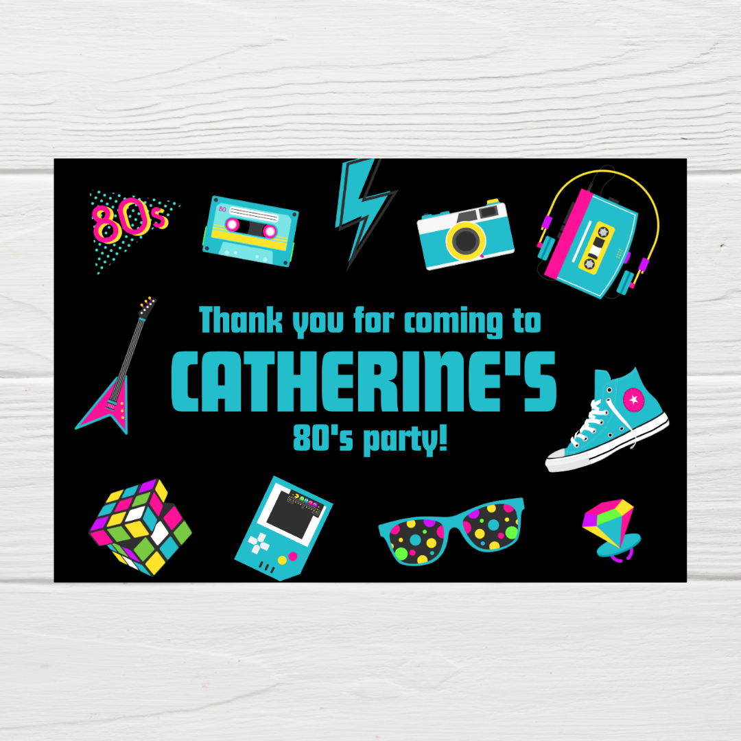 Rectangle Stickers | Party Stickers | 80's Party Stickers | Party Bag Stickers