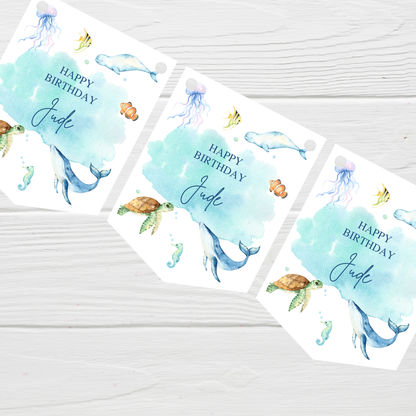 Party Bunting | Personalised Under The Sea Birthday Party Bunting | Under The Sea Party Banner