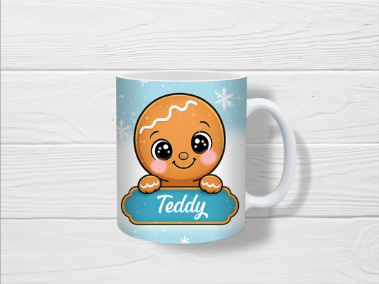 Christmas Mug | Personalised Blue Gingerbread Mug | Gift Idea