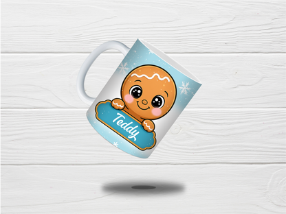 Christmas Mug | Personalised Blue Gingerbread Mug | Gift Idea