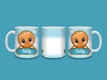 Christmas Mug | Personalised Blue Gingerbread Mug | Gift Idea