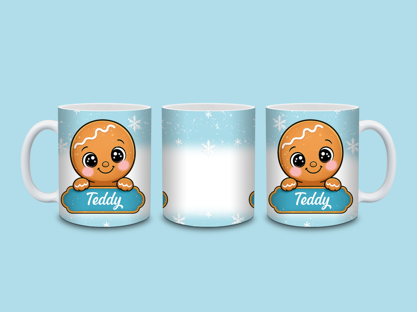 Christmas Mug | Personalised Blue Gingerbread Mug | Gift Idea