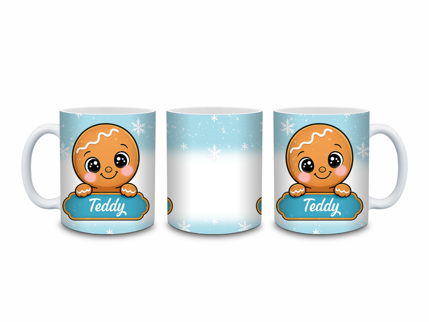 Christmas Mug | Personalised Blue Gingerbread Mug | Gift Idea