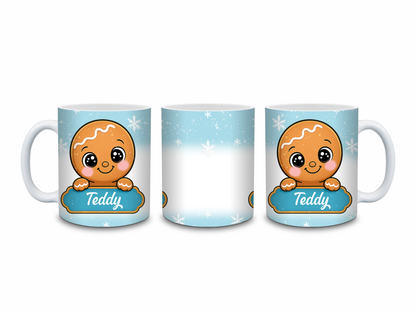 Christmas Mug | Personalised Blue Gingerbread Mug | Gift Idea