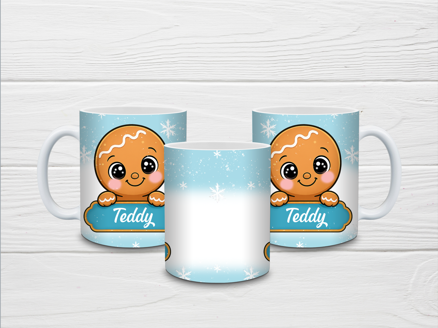 Christmas Mug | Personalised Blue Gingerbread Mug | Gift Idea