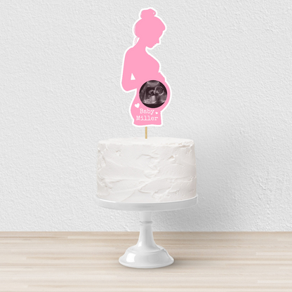 Cake Topper | Personalised Pink Baby Shower Cake Topper | Scan Photo Cake Topper | Baby Shower Party Supplies